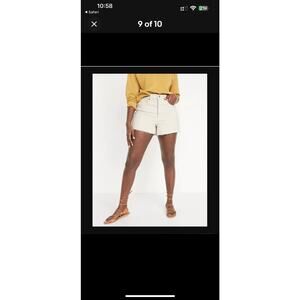 NWT OLD NAVY Higher High Rise Sky-Hi A-Line 3” Inseam Ecru Size 26